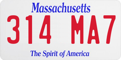 MA license plate 314MA7
