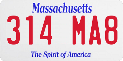 MA license plate 314MA8