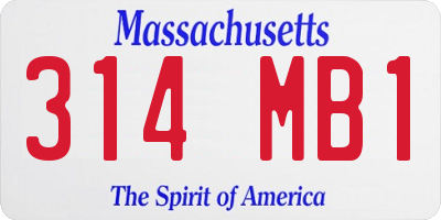 MA license plate 314MB1