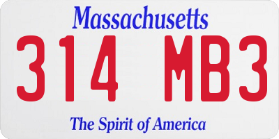 MA license plate 314MB3