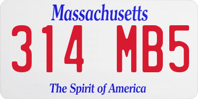 MA license plate 314MB5
