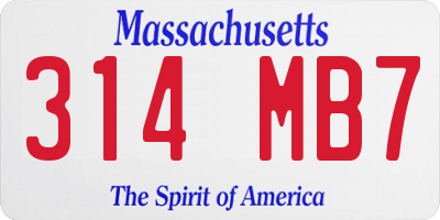 MA license plate 314MB7