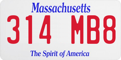 MA license plate 314MB8