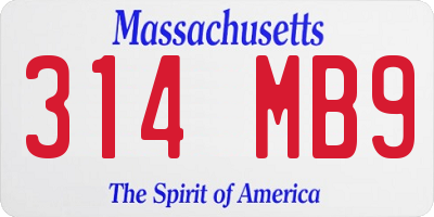MA license plate 314MB9