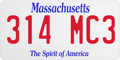 MA license plate 314MC3