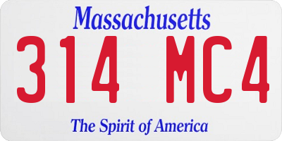 MA license plate 314MC4