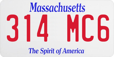 MA license plate 314MC6