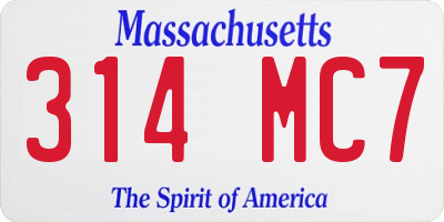 MA license plate 314MC7