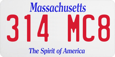 MA license plate 314MC8