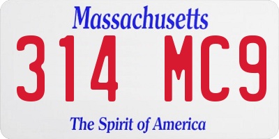 MA license plate 314MC9