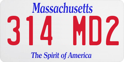 MA license plate 314MD2