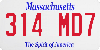 MA license plate 314MD7