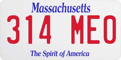 MA license plate 314ME0