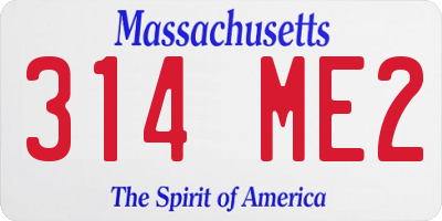 MA license plate 314ME2
