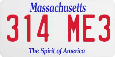 MA license plate 314ME3