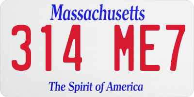 MA license plate 314ME7