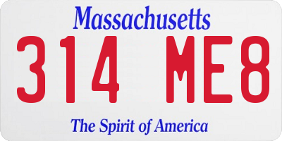 MA license plate 314ME8
