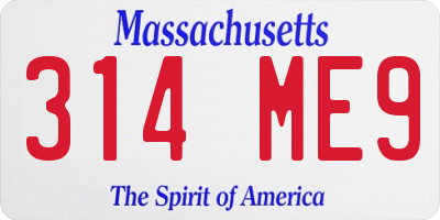 MA license plate 314ME9