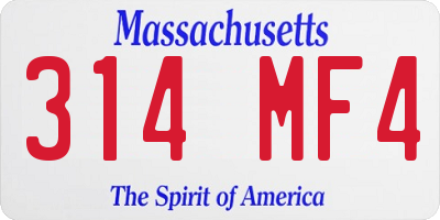 MA license plate 314MF4