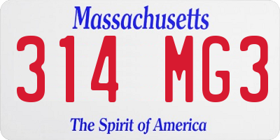 MA license plate 314MG3