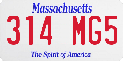 MA license plate 314MG5