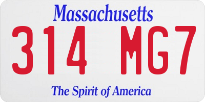 MA license plate 314MG7