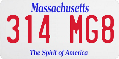 MA license plate 314MG8