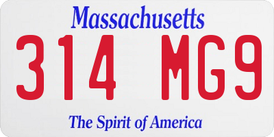 MA license plate 314MG9
