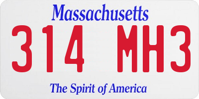 MA license plate 314MH3