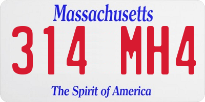 MA license plate 314MH4