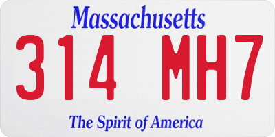 MA license plate 314MH7