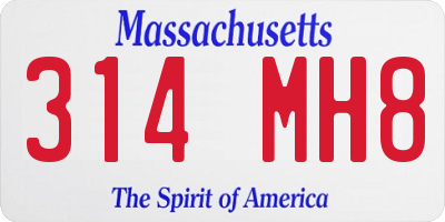 MA license plate 314MH8