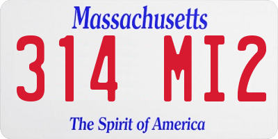 MA license plate 314MI2