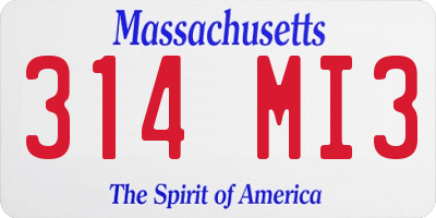MA license plate 314MI3