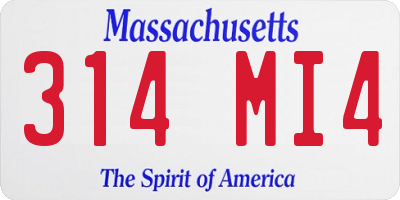 MA license plate 314MI4