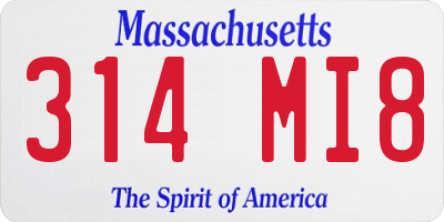 MA license plate 314MI8