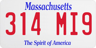 MA license plate 314MI9