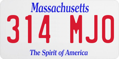 MA license plate 314MJ0