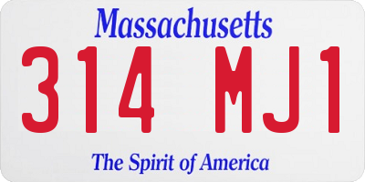 MA license plate 314MJ1
