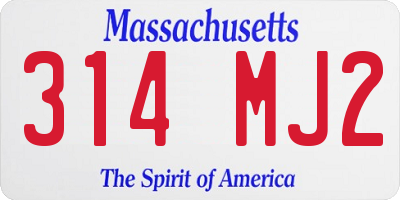 MA license plate 314MJ2