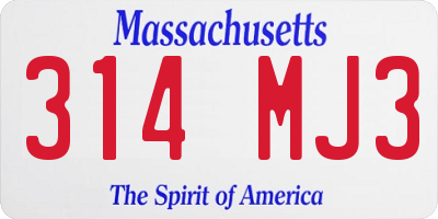 MA license plate 314MJ3