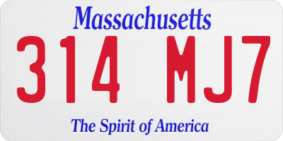MA license plate 314MJ7