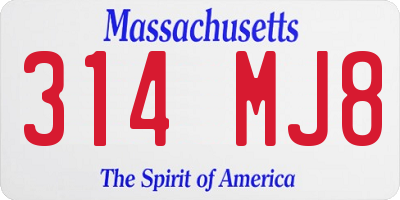 MA license plate 314MJ8