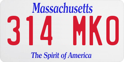 MA license plate 314MK0