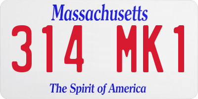 MA license plate 314MK1