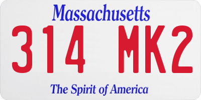 MA license plate 314MK2