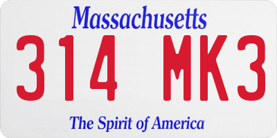 MA license plate 314MK3