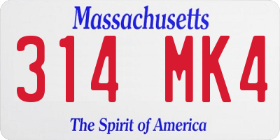 MA license plate 314MK4