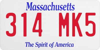 MA license plate 314MK5