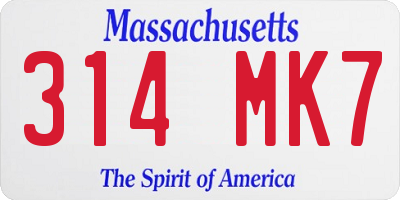 MA license plate 314MK7